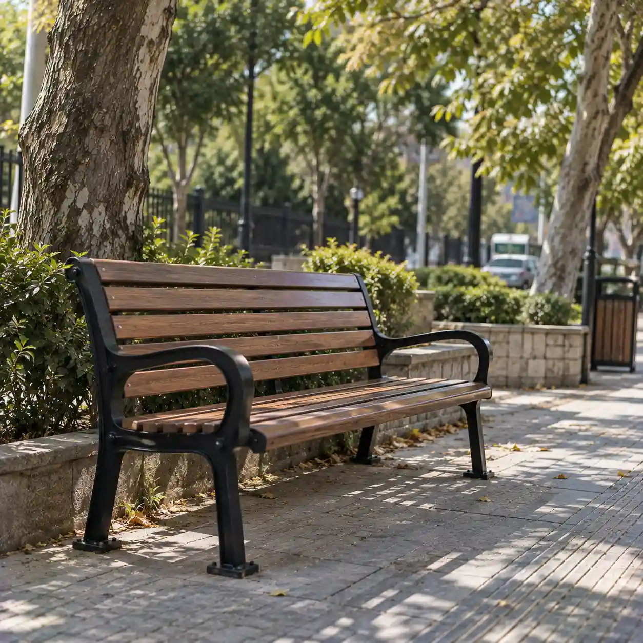 نیمکت پارکی چوبی فلزی